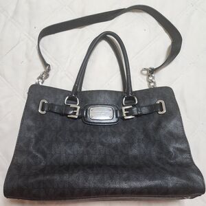 Michael Kors Black Shoulder Bag with Silver Accents